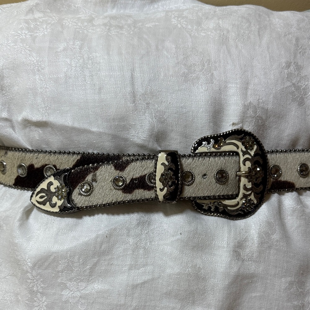 Leatherock Black and Cream Studded Belt